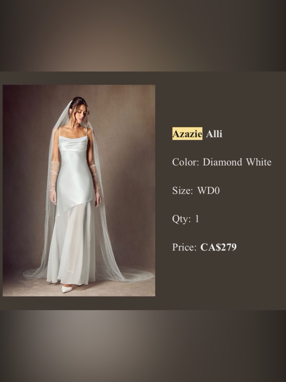 Azazie Alli Diamond White Satin & Chiffon Bridal Gown